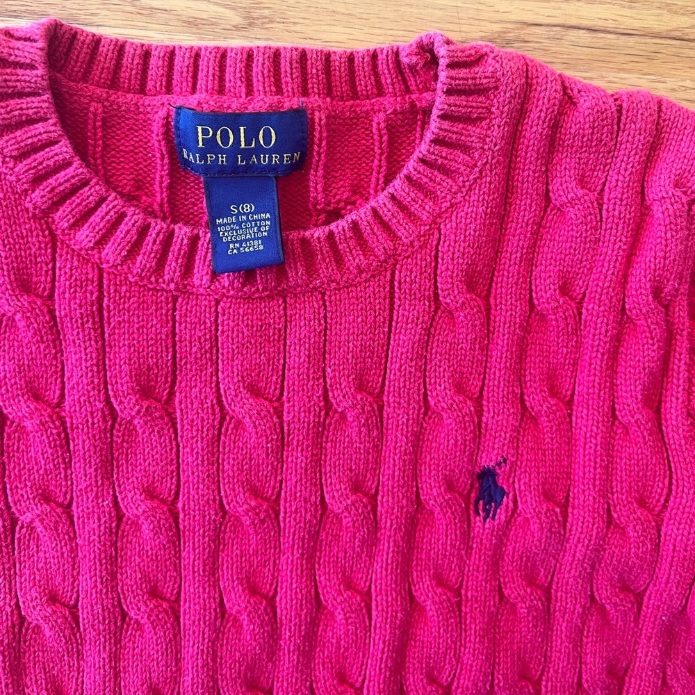 Christmas red Polo Ralph Lauren long sleeve Sweater. Boy size 8 - Picture 1 of 7